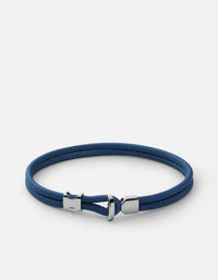 Miansai Bracelets Orson Loop Leather Bracelet, Sterling Silver Navy Blue / M