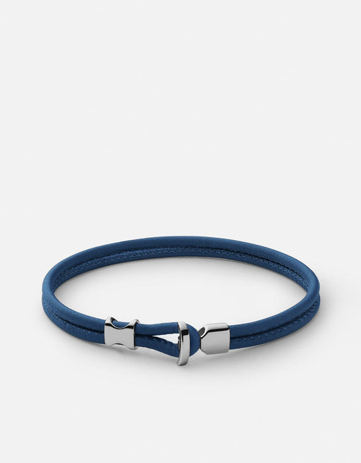 Miansai Bracelets Orson Loop Leather Bracelet, Sterling Silver Navy Blue / M