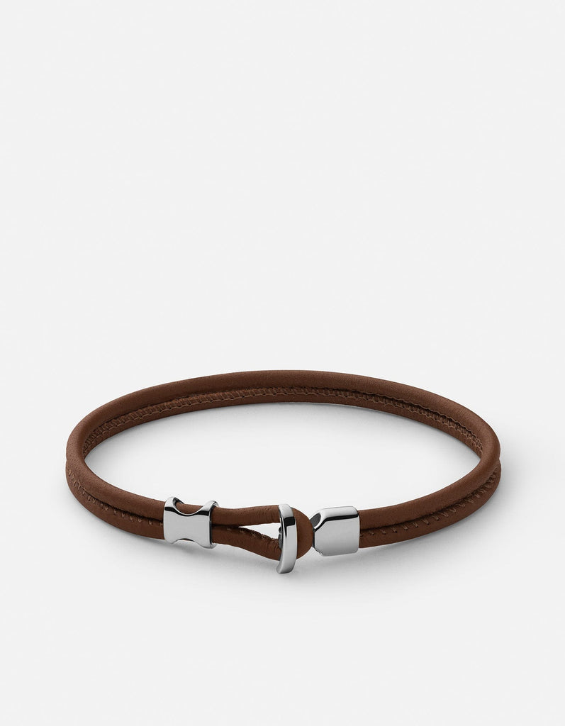 Miansai Bracelets Orson Loop Leather Bracelet, Sterling Silver Vintage Cognac / M