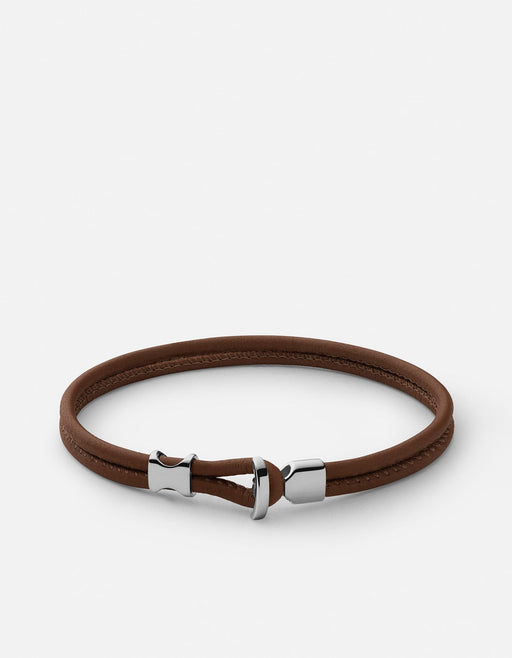 Miansai Bracelets Orson Loop Leather Bracelet, Sterling Silver Vintage Cognac / M