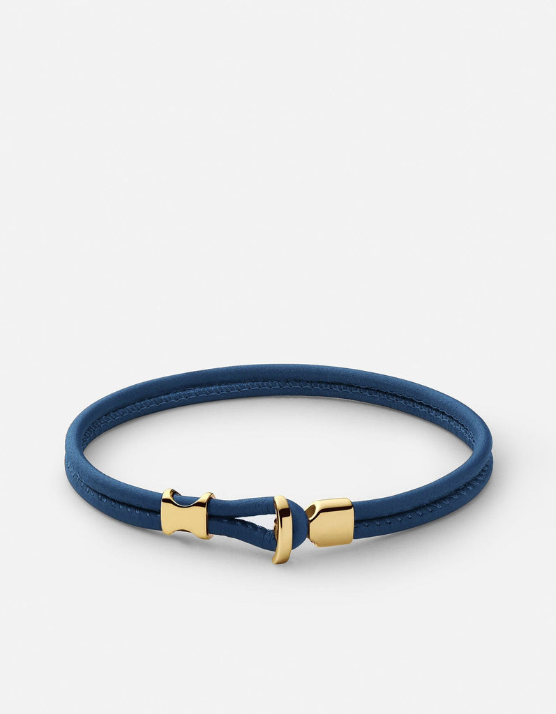 Miansai Bracelets Orson Loop Leather Bracelet, Gold Vermeil Navy Blue / M