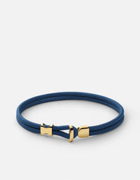 Miansai Bracelets Orson Loop Leather Bracelet, Gold Vermeil Navy Blue / M