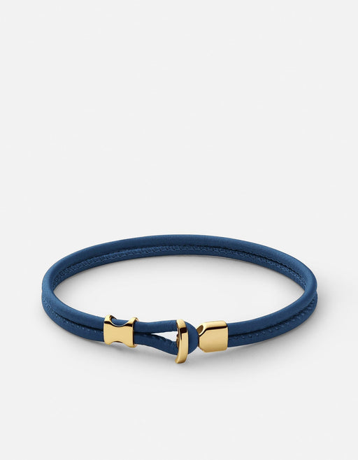 Miansai Bracelets Orson Loop Leather Bracelet, Gold Vermeil Navy Blue / M