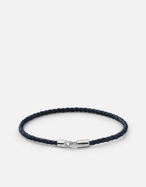 Miansai Bracelets Cruz Leather Bracelet, Sterling Silver Light Navy / M