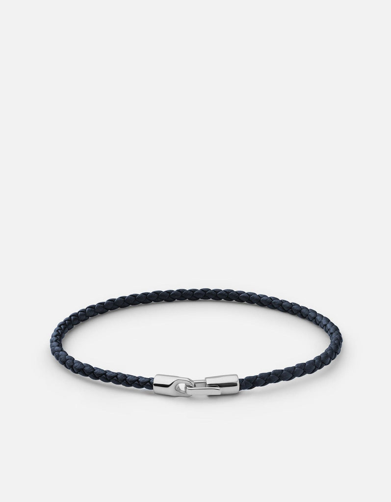 Miansai Bracelets Cruz Leather Bracelet, Sterling Silver Light Navy / M