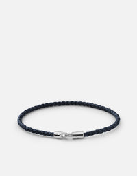 Miansai Bracelets Cruz Leather Bracelet, Sterling Silver Light Navy / M