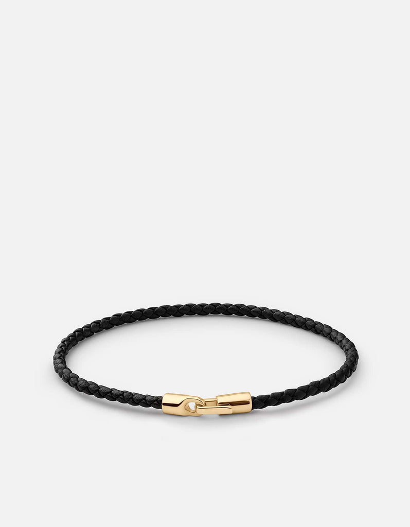 Miansai Bracelets Cruz Leather Bracelet, Gold Vermeil Black / M