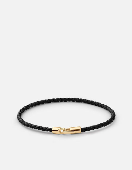 Miansai Bracelets Cruz Leather Bracelet, Gold Vermeil Black / M