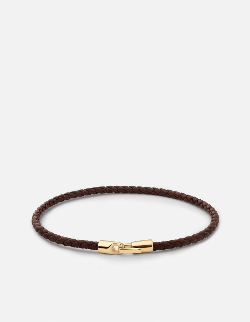 Miansai Bracelets Cruz Leather Bracelet, Gold Vermeil Brown / M
