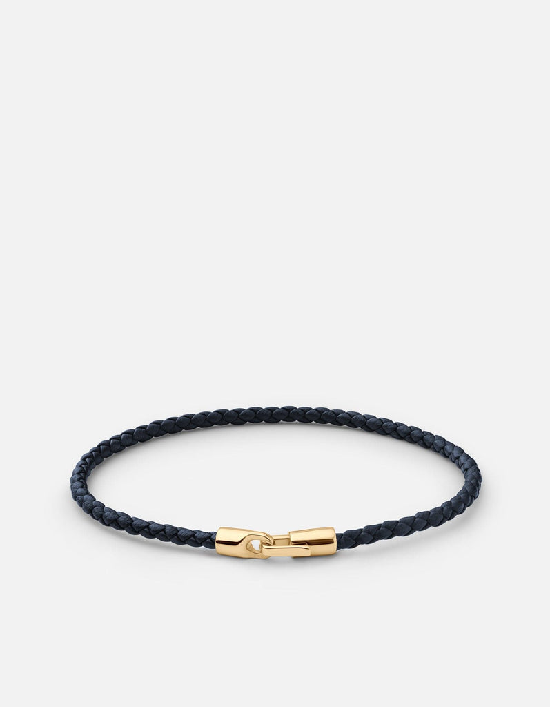 Miansai Bracelets Cruz Leather Bracelet, Gold Vermeil Light Navy / M