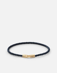 Miansai Bracelets Cruz Leather Bracelet, Gold Vermeil Light Navy / M