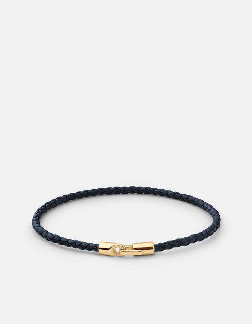 Miansai Bracelets Cruz Leather Bracelet, Gold Vermeil Light Navy / M