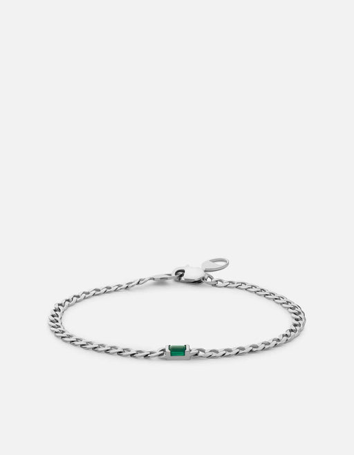 Miansai Bracelets Lyra Agate Chain Bracelet, Sterling Silver Green / M/L