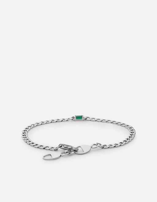 Miansai Bracelets Lyra Agate Chain Bracelet, Sterling Silver Green / M/L