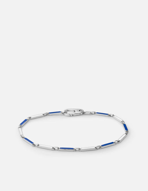 Miansai Bracelets Tye Link Bracelet, Sterling Silver/Enamel Blue/White / M