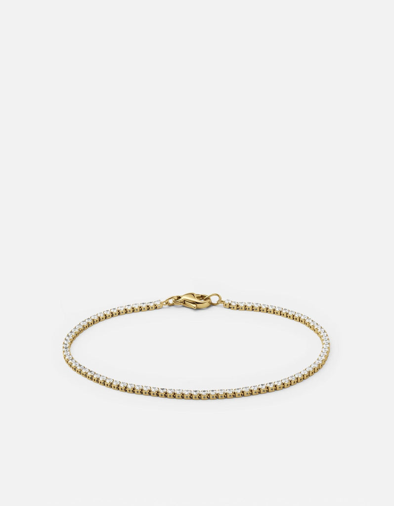 Miansai Bracelets Mirai Micro Tennis Bracelet, Gold Vermeil/Topaz White / S