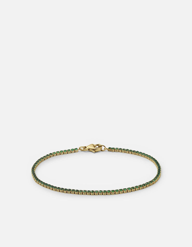 Miansai Bracelets Mirai Micro Tennis Bracelet, Gold Vermeil/Emeralds Green / S