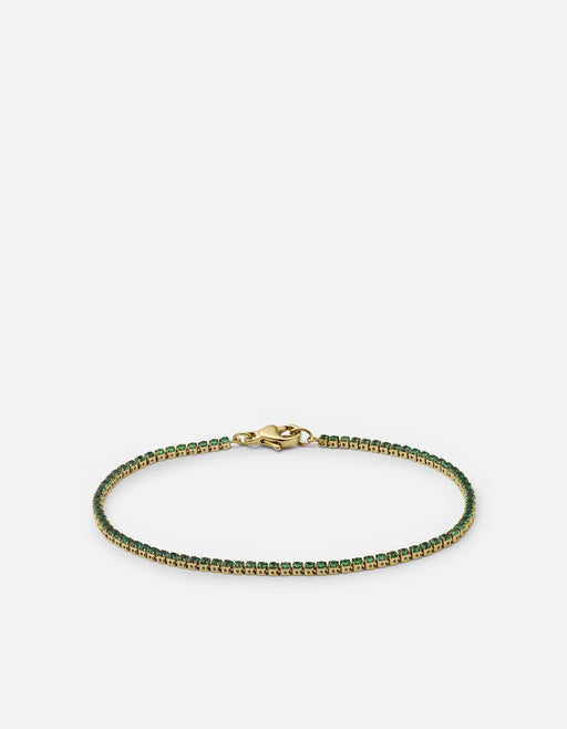 Miansai Bracelets Mirai Micro Tennis Bracelet, Gold Vermeil/Emeralds Green / S