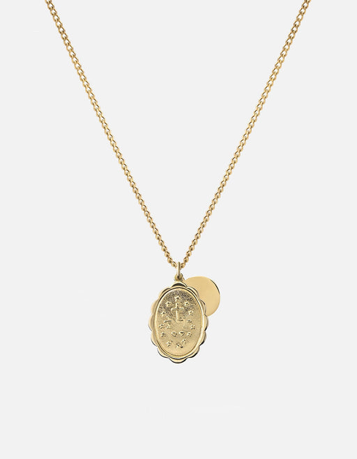 Miansai Necklaces Mini Saints Necklace, Gold Vermeil/Sapphire Polished Gold Vermeil/White Sapphire / 18 in.