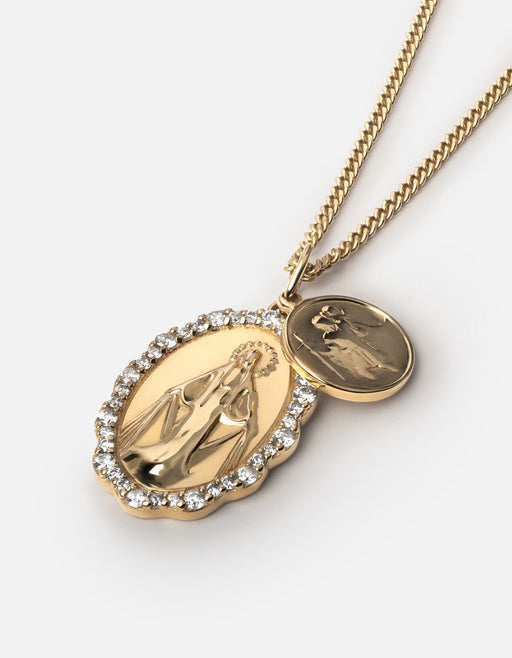 Miansai Necklaces Mini Saints Necklace, Gold Vermeil/Sapphire Polished Gold Vermeil/White Sapphire / 18 in.
