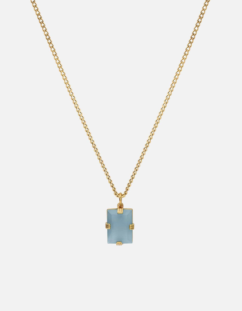 Miansai Necklaces Lennox Blue Agate Necklace, Gold Vermeil Blue Agate / 18 in. / Monogram: No