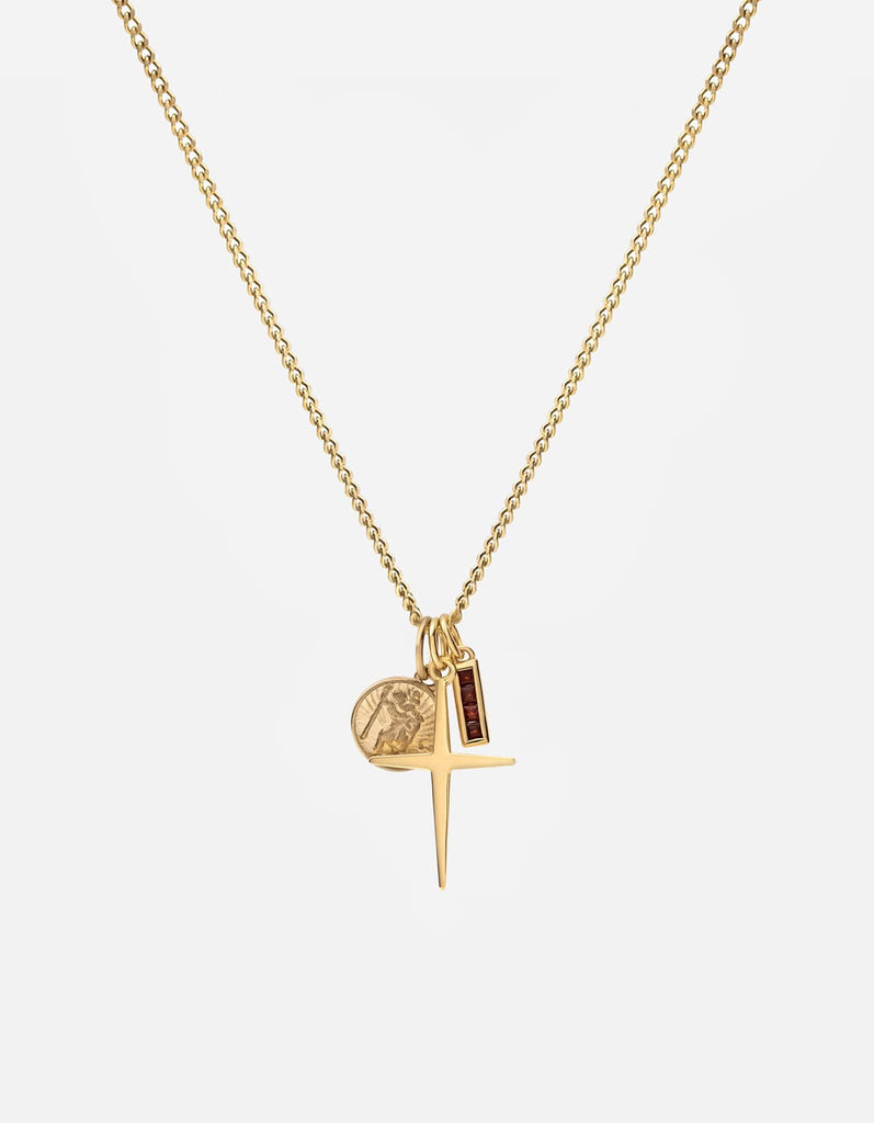 Miansai Necklaces Aegis Trilogy Garnet Necklace, Gold Vermeil Red / 21 in.