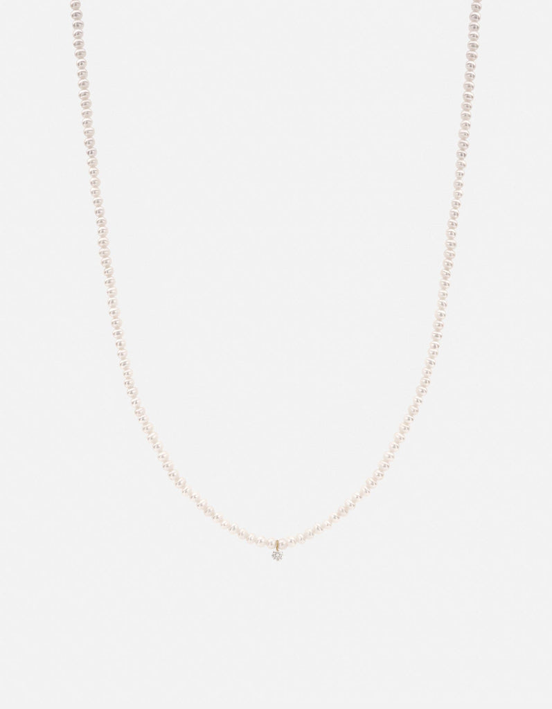 Miansai Necklaces Nava Pearl Necklace, 14k Gold Pavé Polished Yellow Gold w/Pearl / 15-18 in.