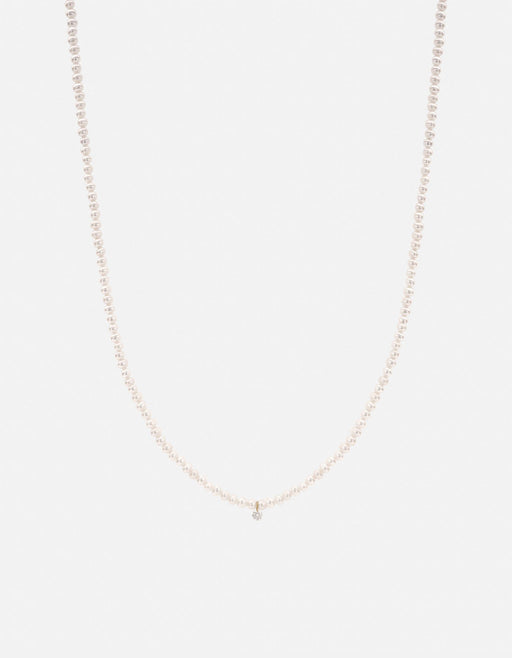Miansai Necklaces Nava Pearl Necklace, 14k Gold Pavé Polished Yellow Gold w/Pearl / 15-18 in.