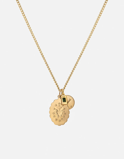 Miansai Necklaces Mini Saints Agate Trilogy Necklace, Gold Vermeil Green / 24 in.