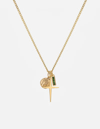 Miansai Necklaces Aegis Trilogy Agate Necklace, Gold Vermeil Green / 21 in.