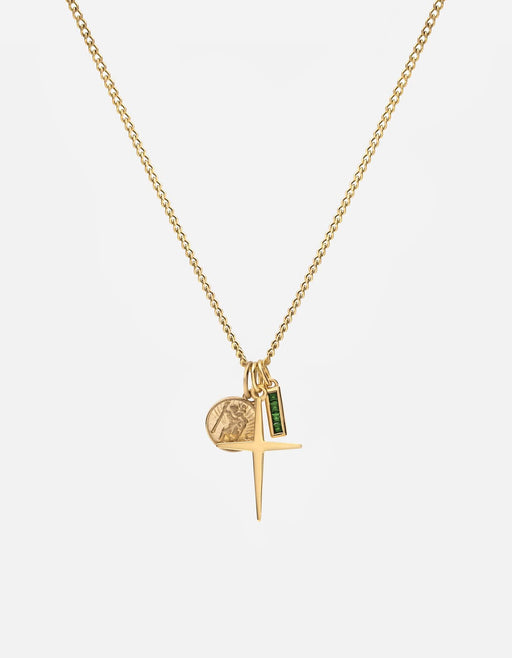 Miansai Necklaces Aegis Trilogy Agate Necklace, Gold Vermeil Green / 21 in.