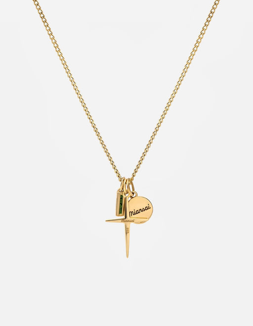 Miansai Necklaces Aegis Trilogy Agate Necklace, Gold Vermeil Green / 21 in.