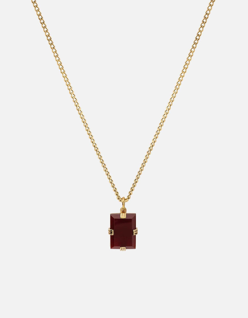Miansai Necklaces Lennox Cornelian Necklace, Gold Vermeil Red / 24 in. / Monogram: No