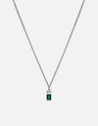 Miansai Necklaces Everett Agate Necklace, Sterling Silver/Baguette Sapphire Green / 21 in.