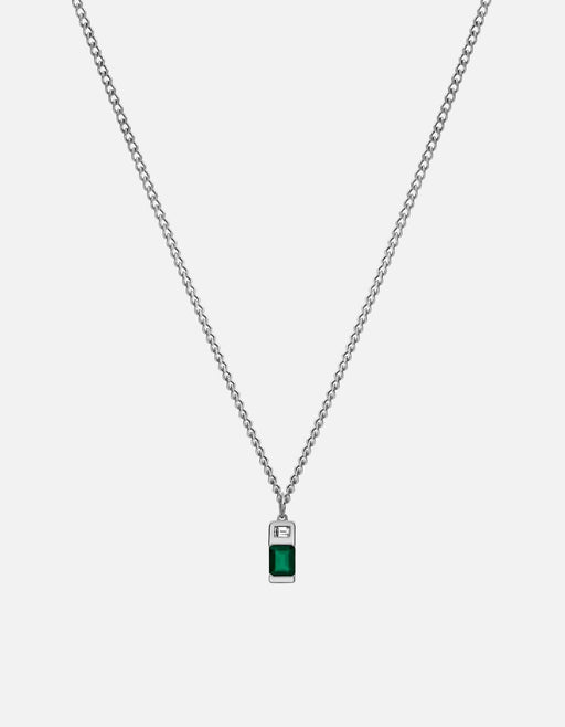 Miansai Necklaces Everett Agate Necklace, Sterling Silver/Baguette Sapphire Green / 21 in.