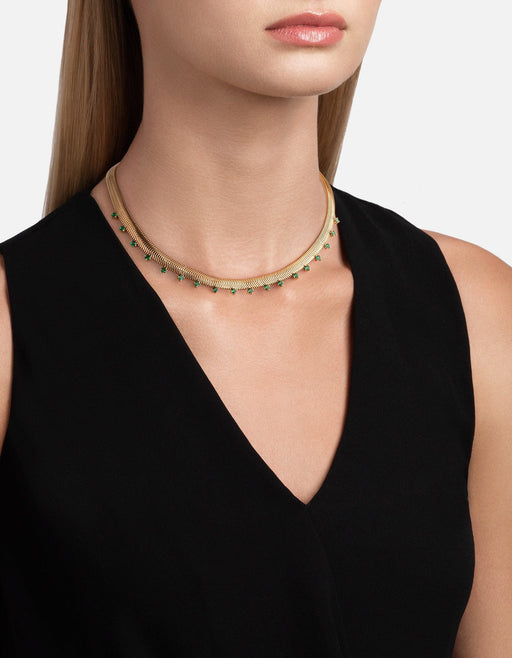 Miansai Necklaces Esme Emerald Choker, Gold Vermeil Green / 15 in.
