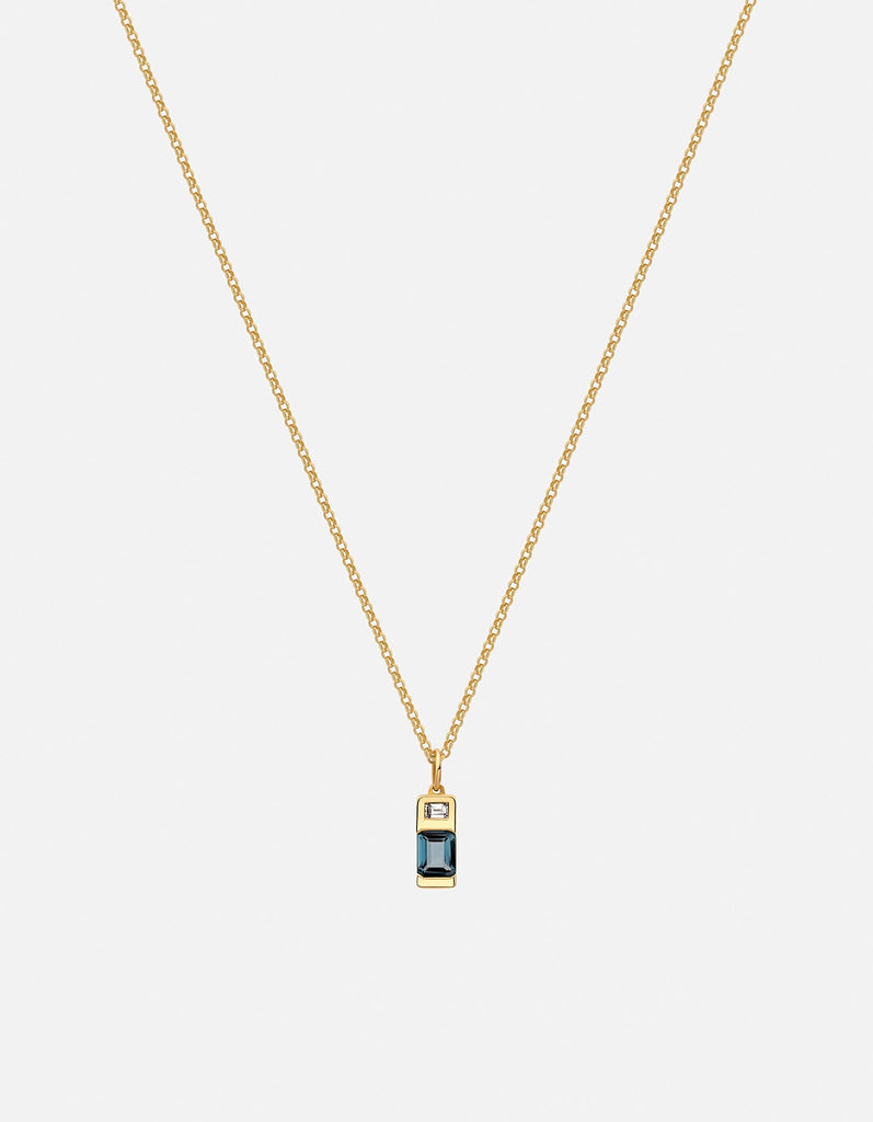 Miansai Necklaces Everett London Blue Topaz Necklace, Gold Vermeil/Baguette Sapphire Blue / 16 in.- 18 in.