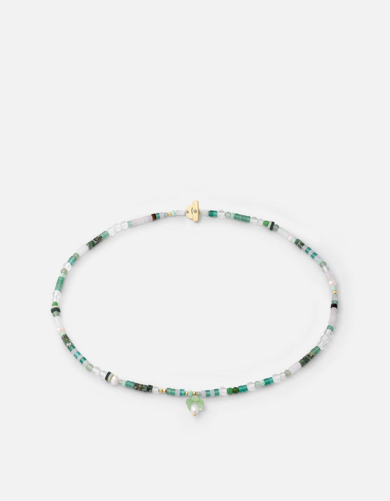 Miansai Necklaces Mushroom Beaded Pearl Choker, Gold Vermeil Green / 15 in.