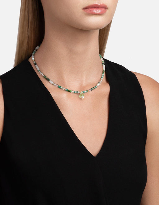 Miansai Necklaces Mushroom Beaded Pearl Choker, Gold Vermeil Green / 15 in.