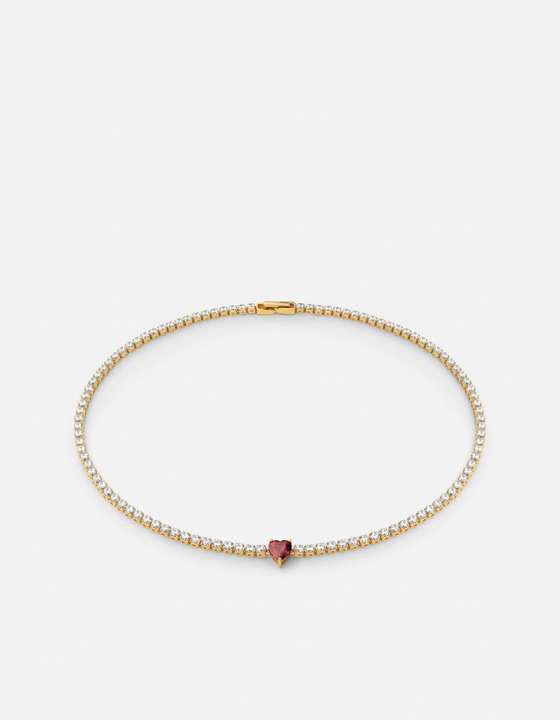Miansai Necklaces Philo Heart Tennis Choker, Gold Vermeil/Topaz & Garnet Red/White / 15 in.