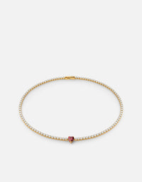 Miansai Necklaces Philo Heart Tennis Choker, Gold Vermeil/Topaz & Garnet Red/White / 15 in.