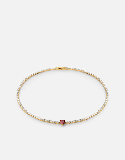Miansai Necklaces Philo Heart Tennis Choker, Gold Vermeil/Topaz & Garnet Red/White / 15 in.
