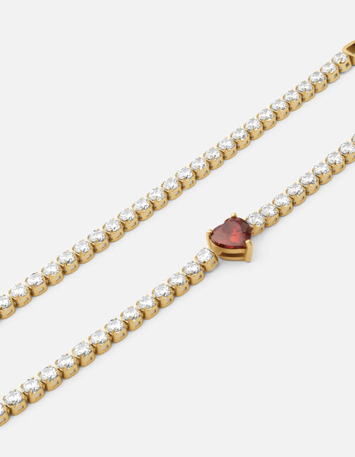 Miansai Necklaces Philo Heart Tennis Choker, Gold Vermeil/Topaz & Garnet Red/White / 15 in.