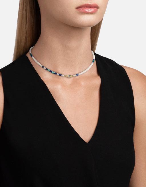 Miansai Necklaces Evil Eye Beaded Choker, Gold Vermeil/Sapphire Blue / 15 in.