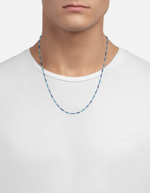 Miansai Necklaces Orb 1.5mm Chain Necklace, Sterling Silver w/Blue Enamel Blue/Silver / 21in.