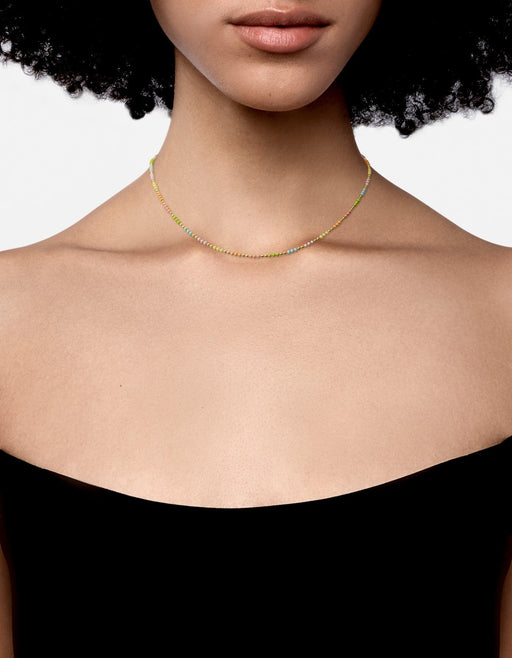Miansai Necklaces Orb 1.5mm Chain Choker, Gold Vermeil w/Pastel Enamel Pastel/Gold / 15in.