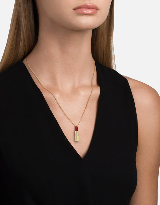 Miansai Necklaces Lipstick Pendant Necklace, Gold Vermeil/Red Red/Gold / 22 in.