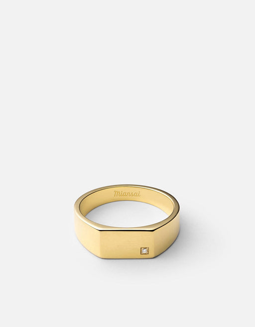 Miansai Rings Geo Signet Diamond, Gold Polished Gold/Pave / 9