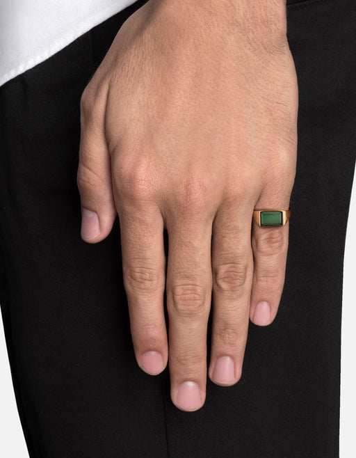 Miansai Rings Lennox Jasper PInky Ring, Gold Vermeil