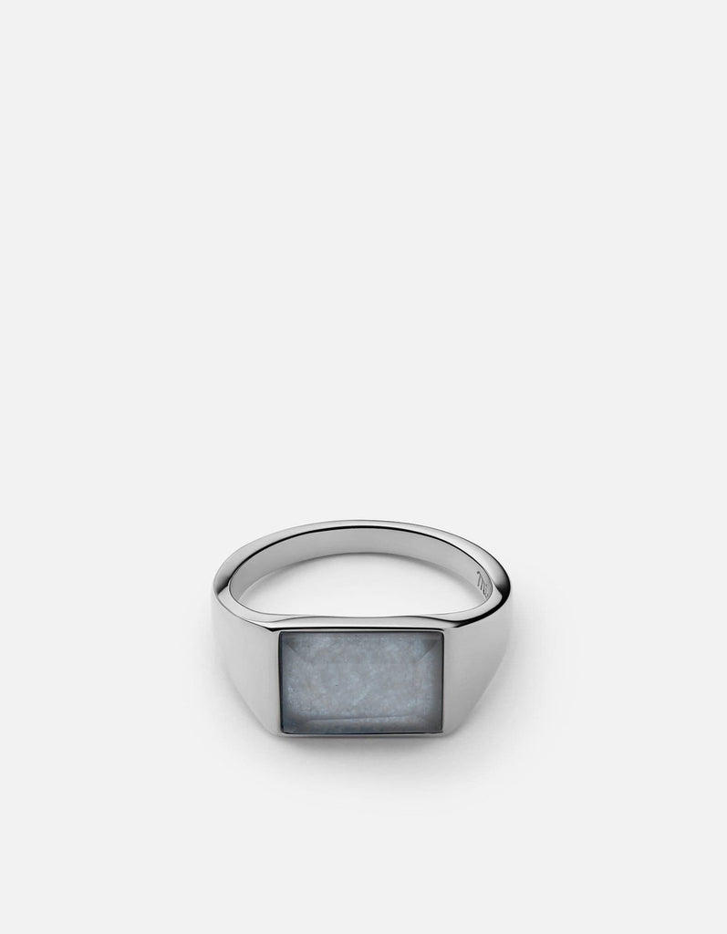 Miansai Rings Lennox Chalcedony Pinky Ring, Sterling Silver Blue / 7.5
